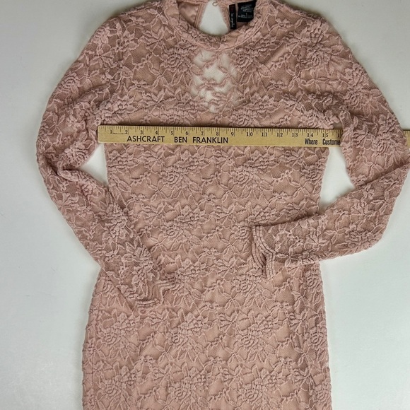 Fire Los Angeles Long Sleeve Floral Lace Knee Length Dress Fully Lined Junior L - Picture 9 of 10